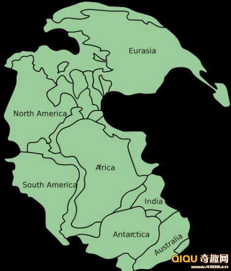 全球变暖使石炭纪时期的盘古大陆分裂成一块块